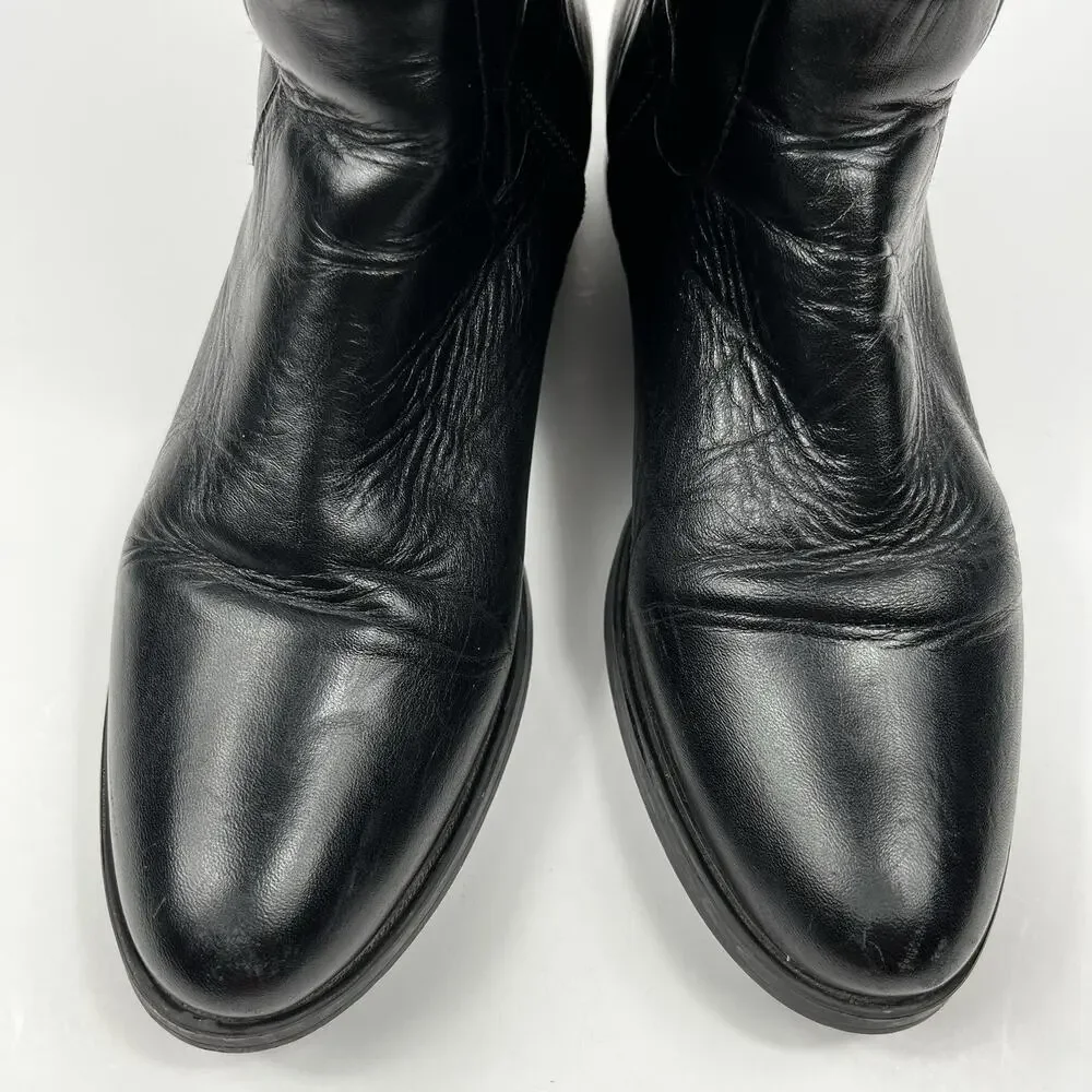Lyard Woman’s Leather Tall Riding Boots Black Size 7 Equestrian Embossed Classic